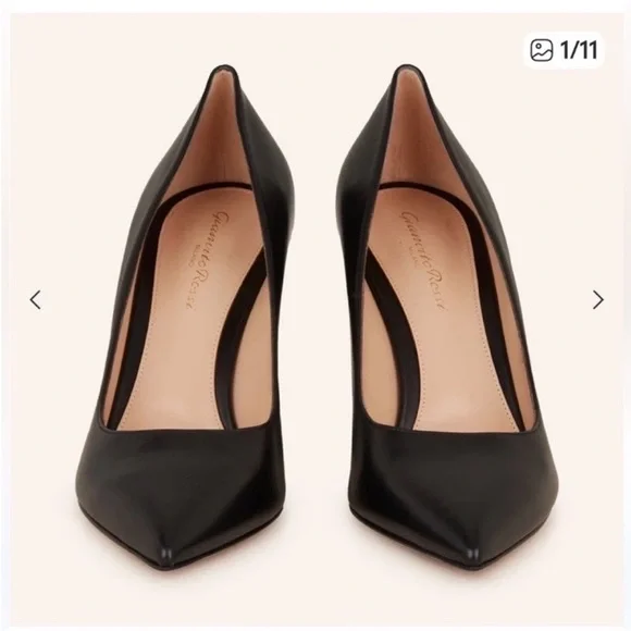 Gianvito Rossi Elegant Black Leather Block Heels Sz:37 - Picture 1 of 11